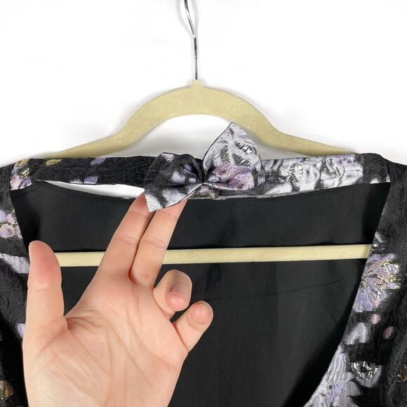 Marchesa Floral Jacquard Cocktail Dress Black Metallic‎ Fit and Flare Mini Sz 6 - Picture 6 of 8